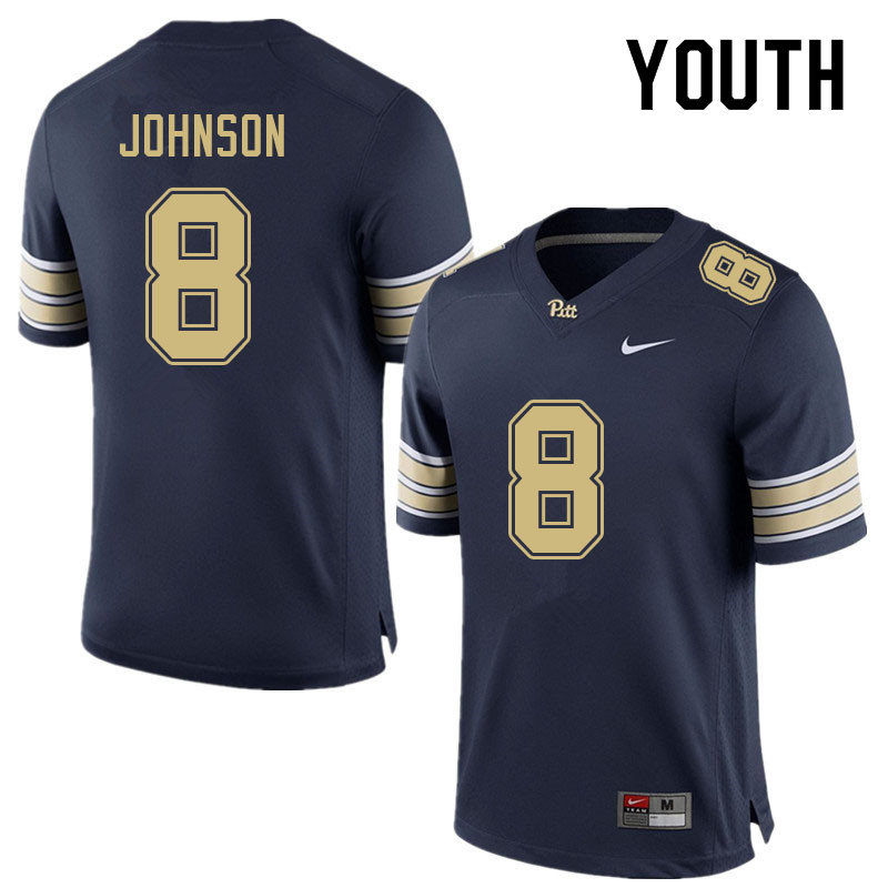 Youth #8 Karter Johnson Pitt Panthers College Football Jerseys Sale-Navy